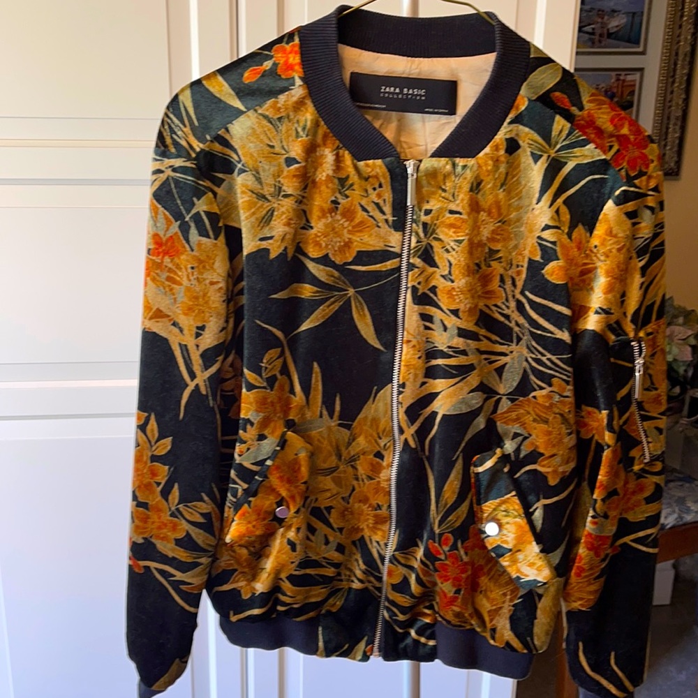 Zara Velvet Zara Basic Collection Bomber Jacket